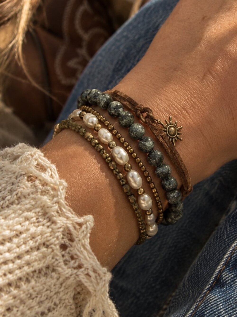 Witchy Boho Bracelet Moody Celestial Dark Academia Stacking Jewelry Labradorite